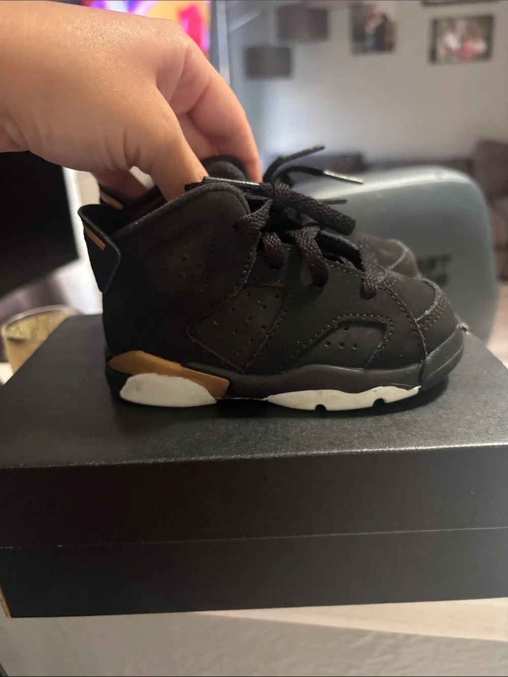 Jordan Kids Black and Gold High-Top Sneakers